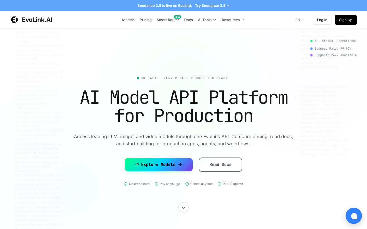EvoLink homepage