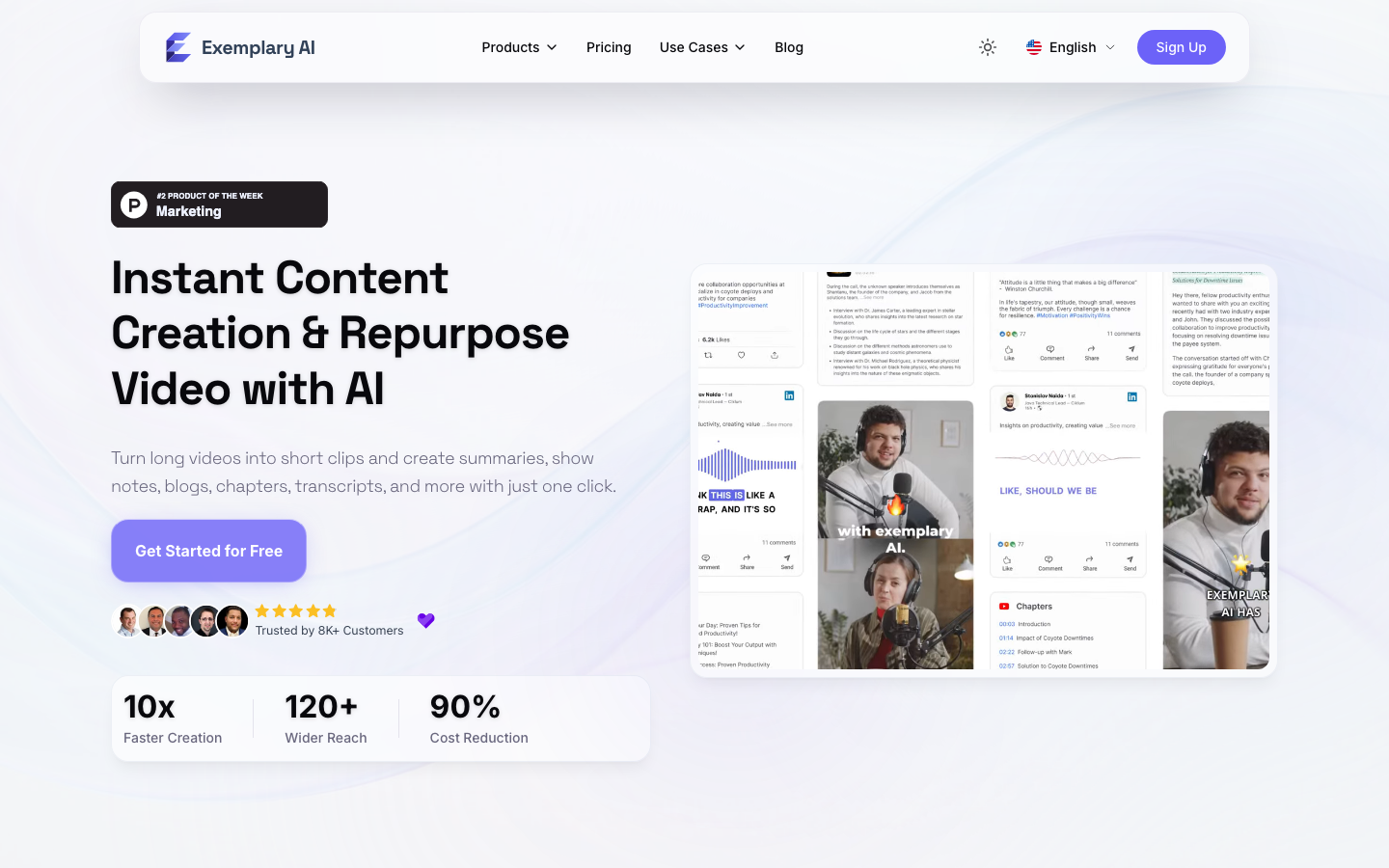 Exemplary AI homepage