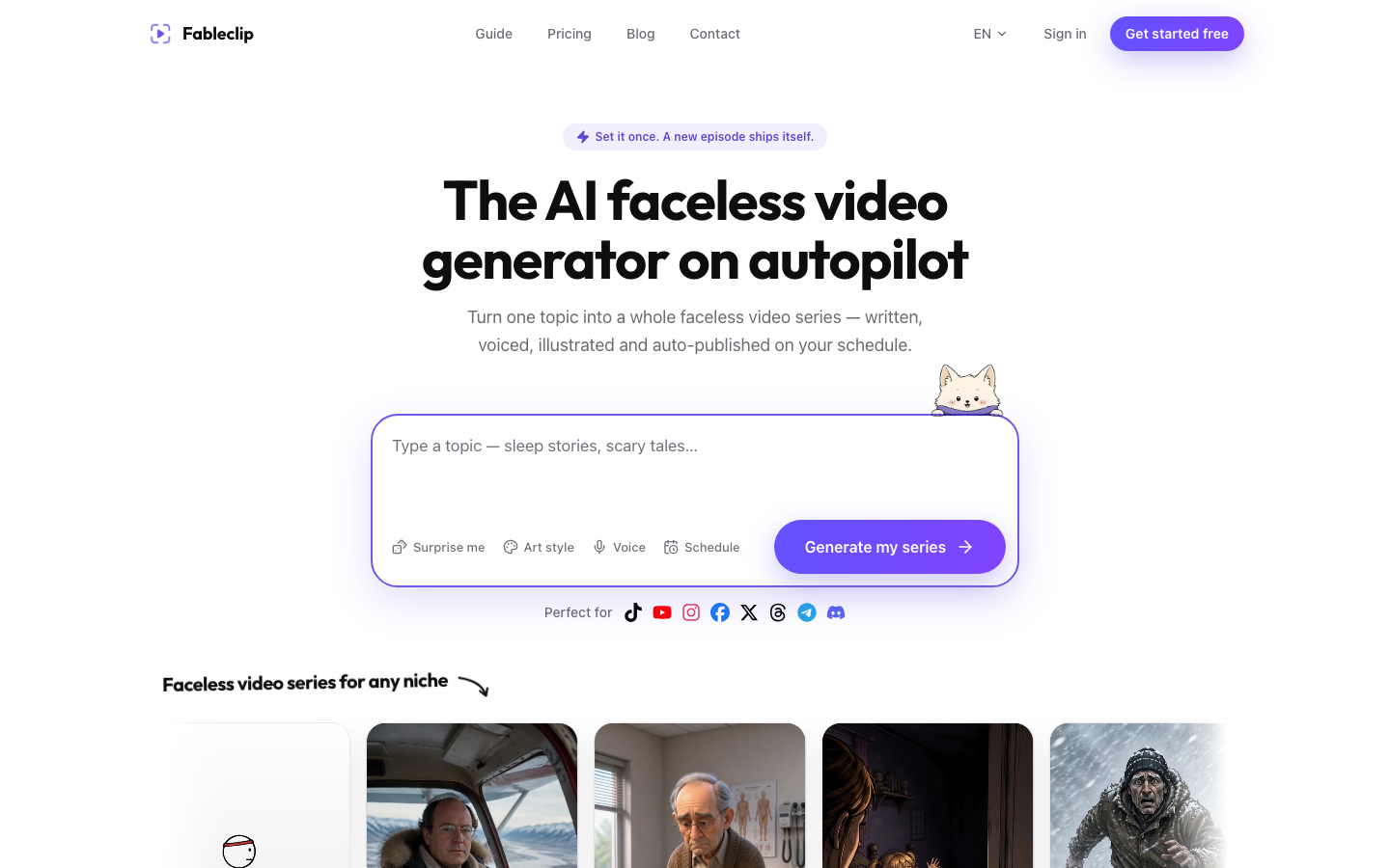 Fableclip homepage
