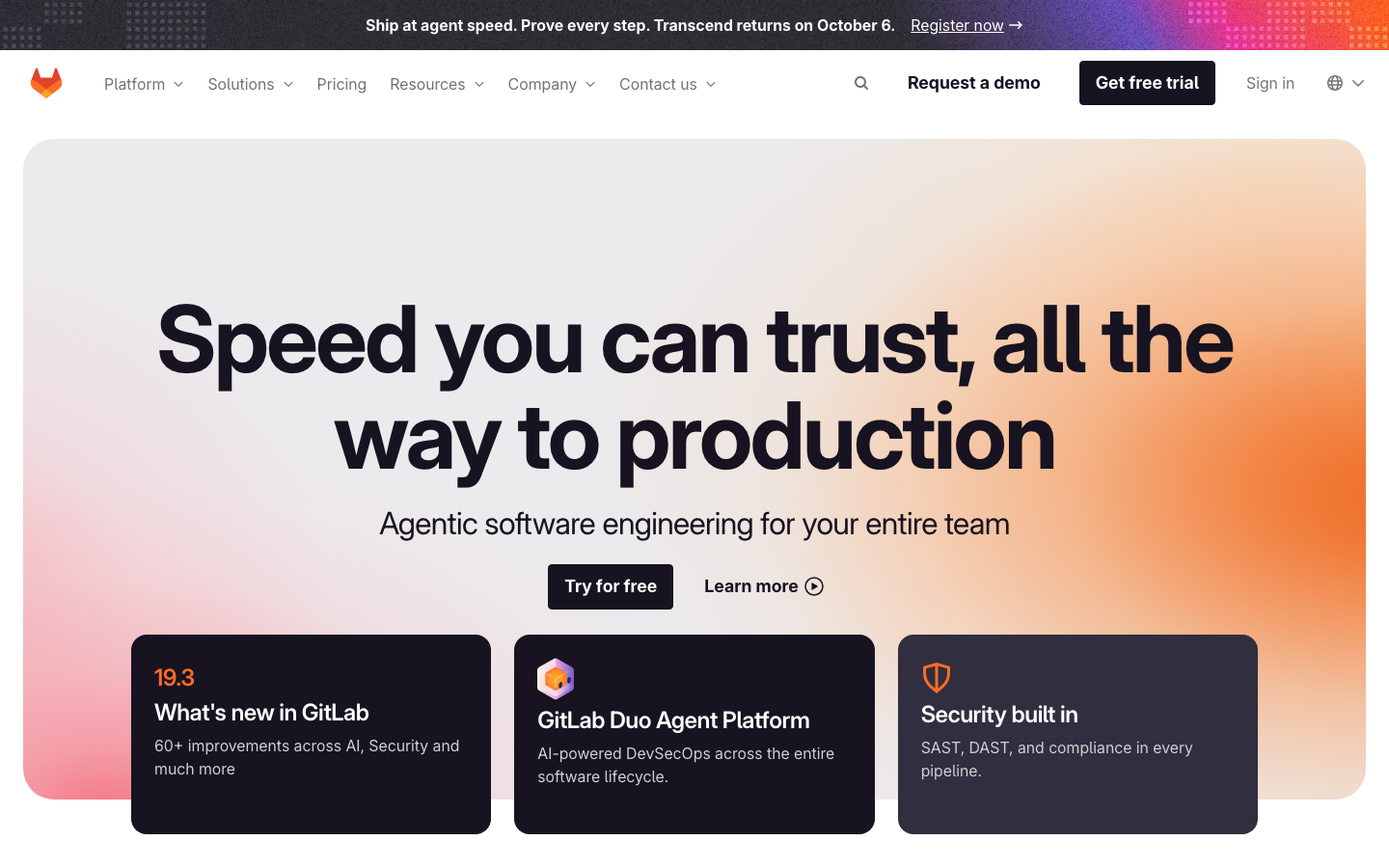 GitLab homepage