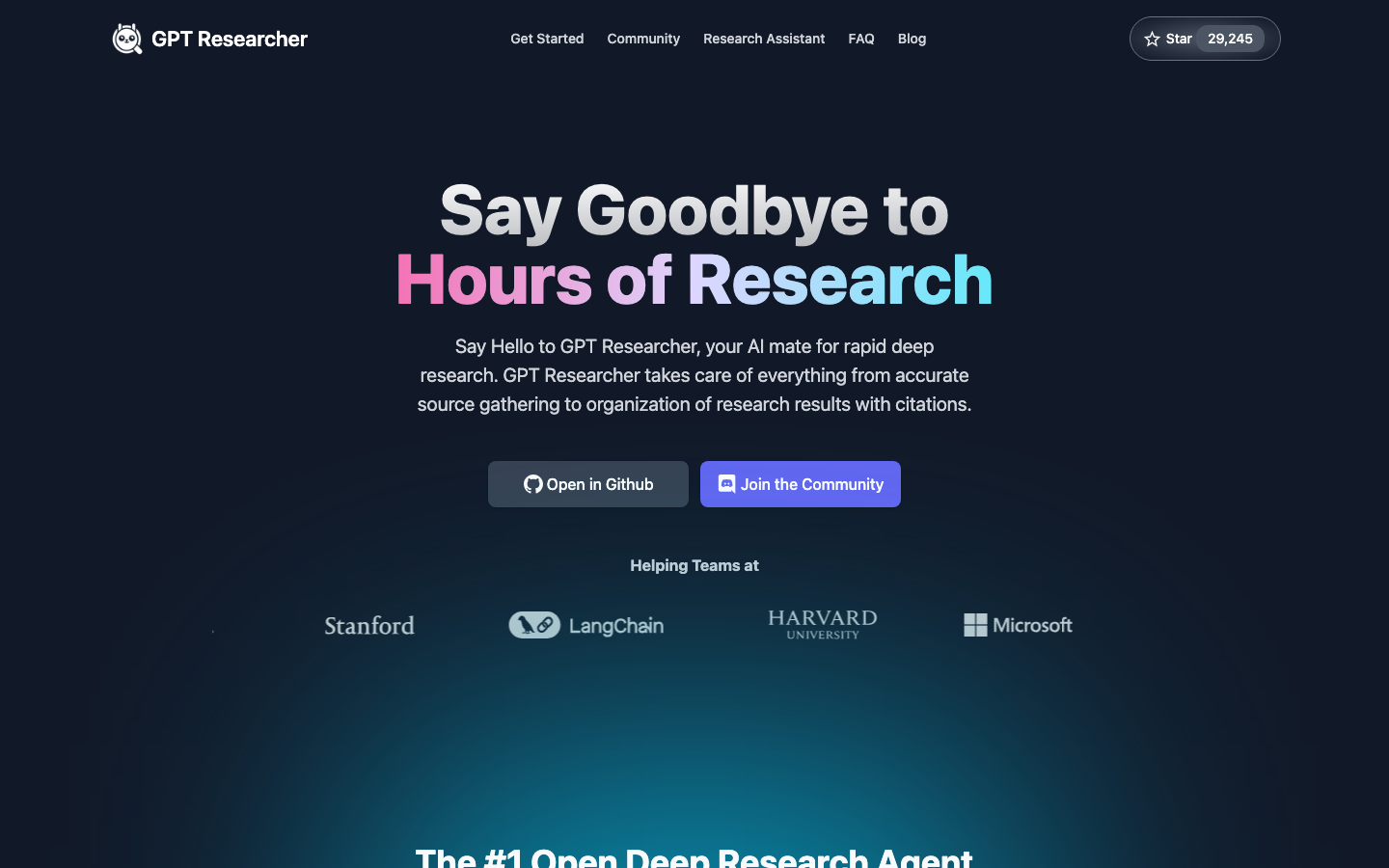 GPT Researcher homepage
