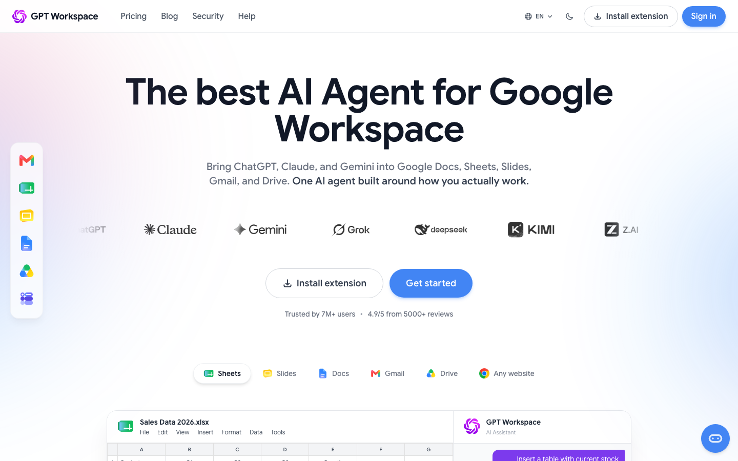 GPT Workspace homepage