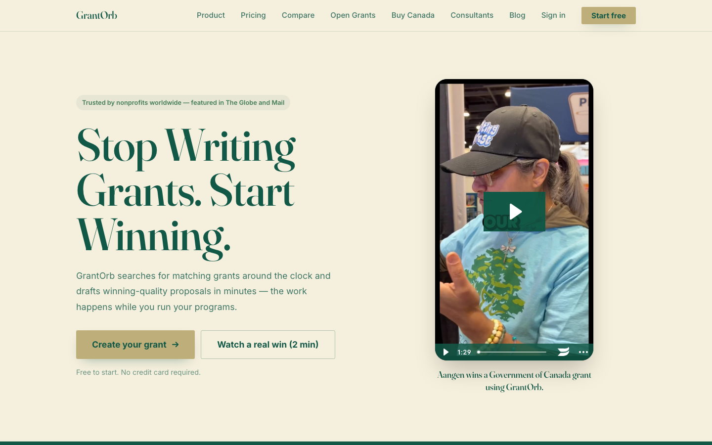 Grant Orb homepage