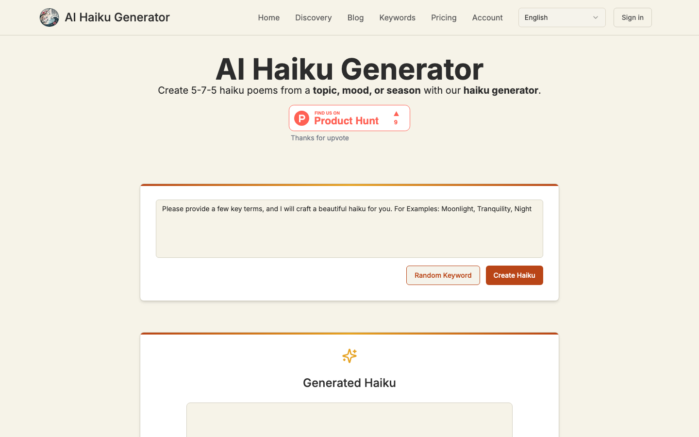 Haiku Generator screenshot