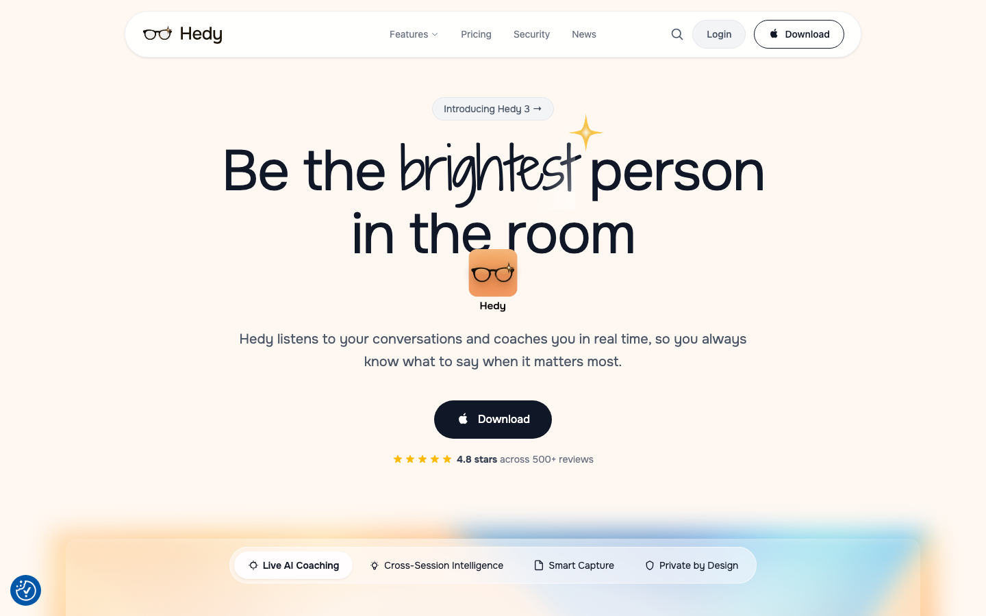 Hedy AI homepage