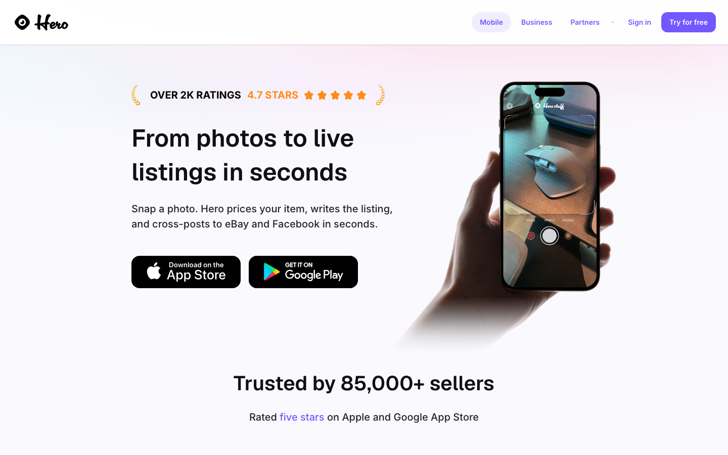Hero homepage