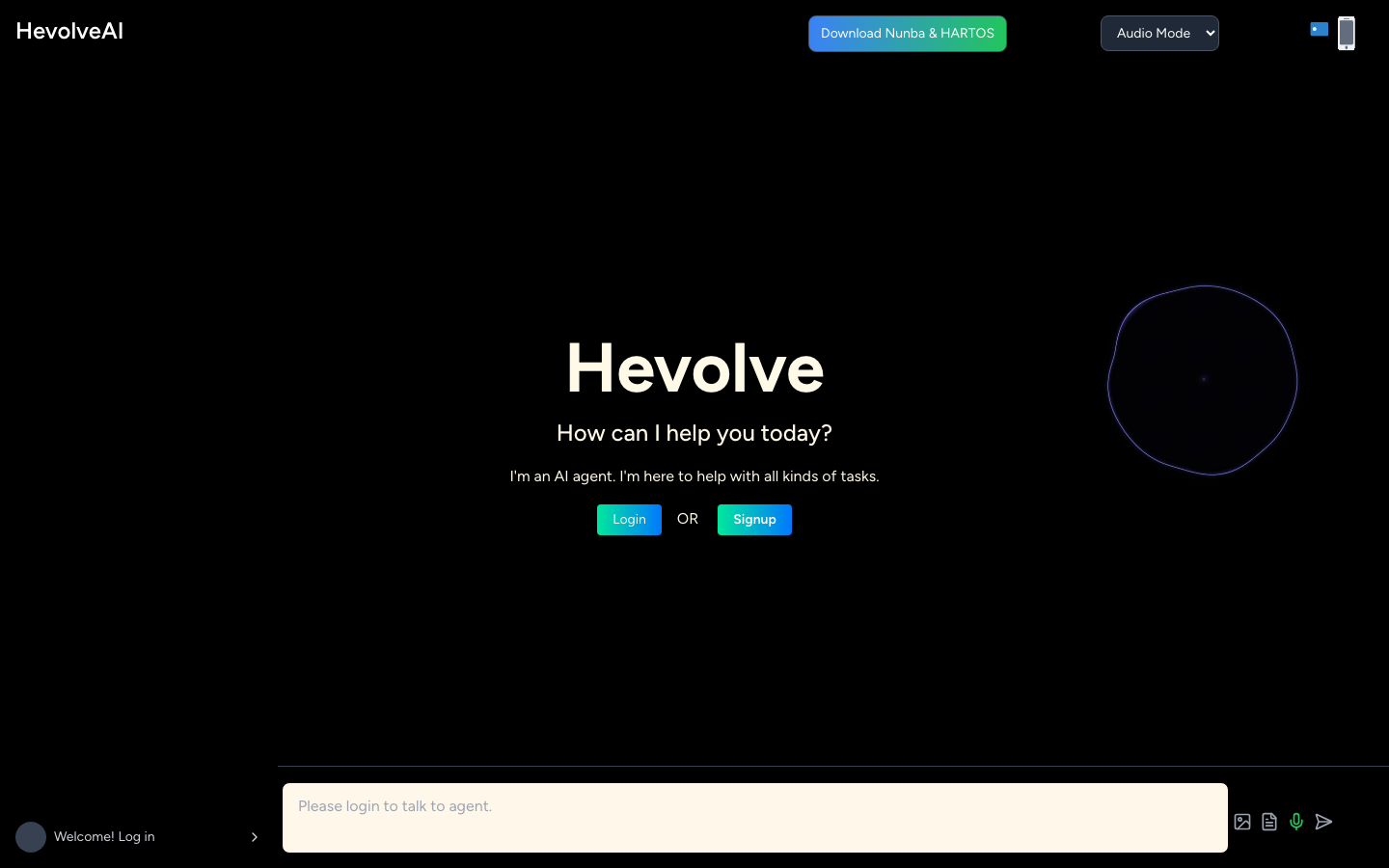 Hevolve AI homepage