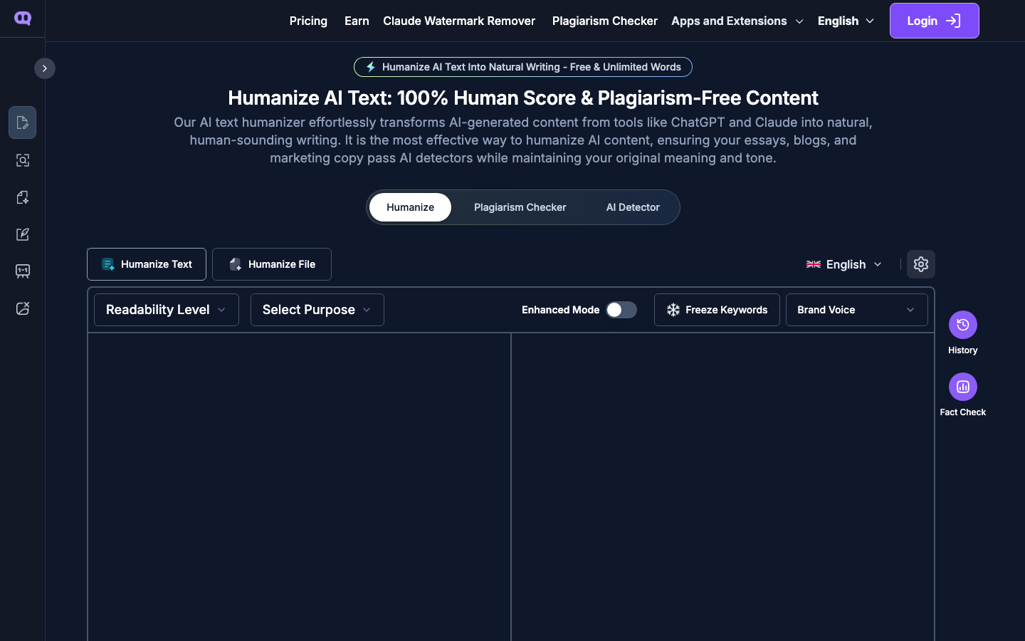 Humanize Ai Text homepage