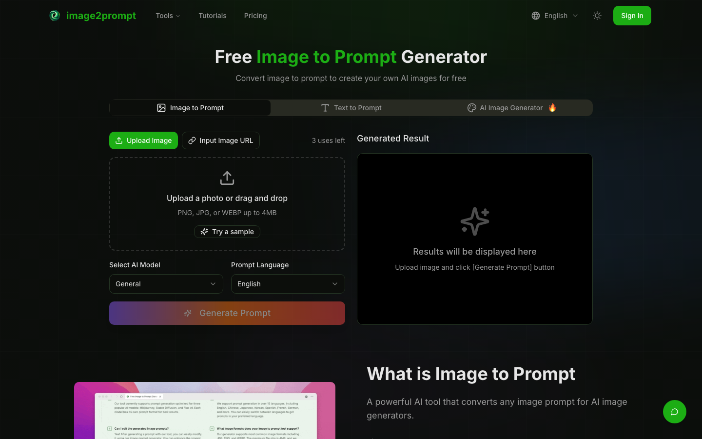 Image2Prompt - Free Image to Prompt Generator screenshot