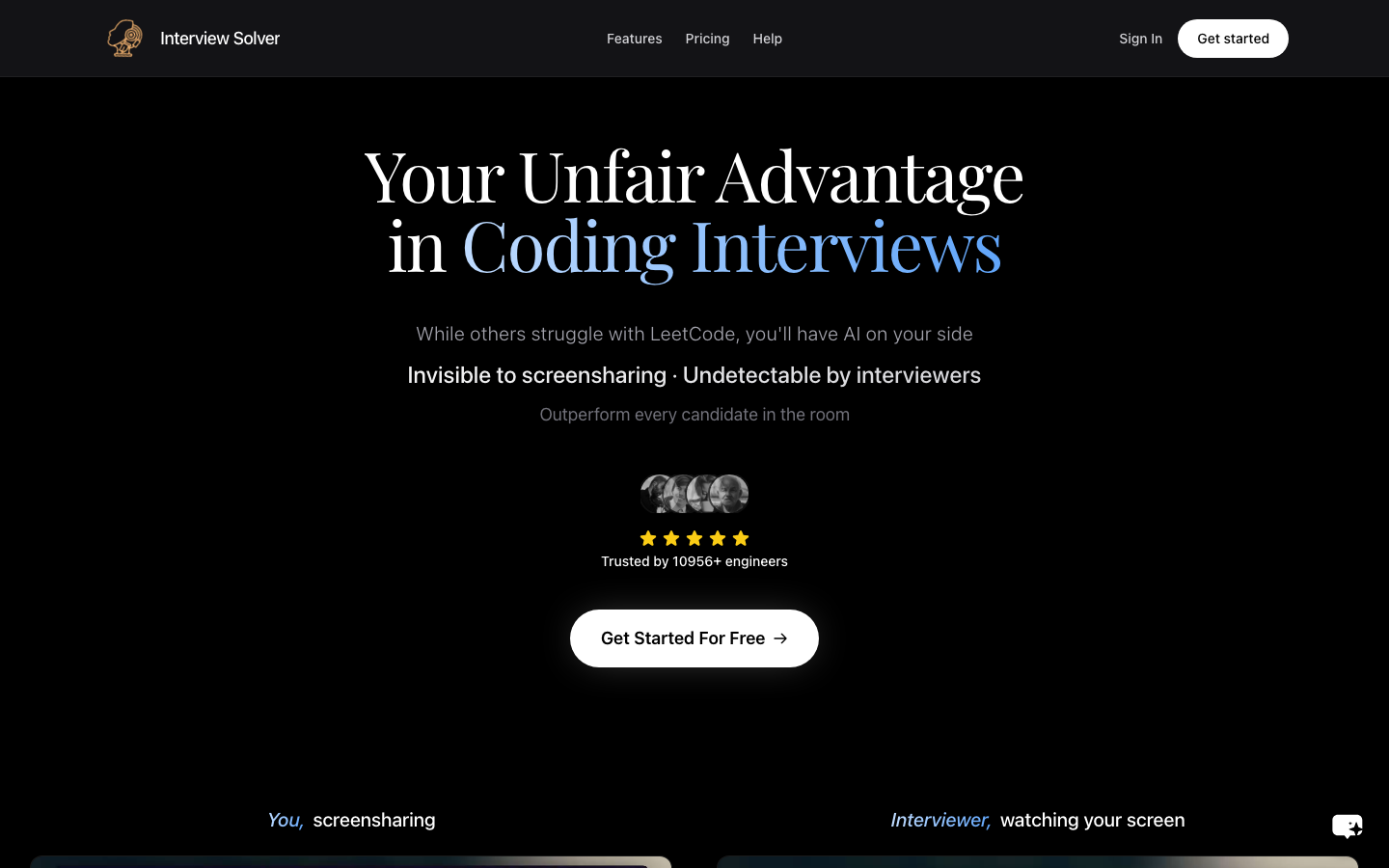 Interview Solver homepage