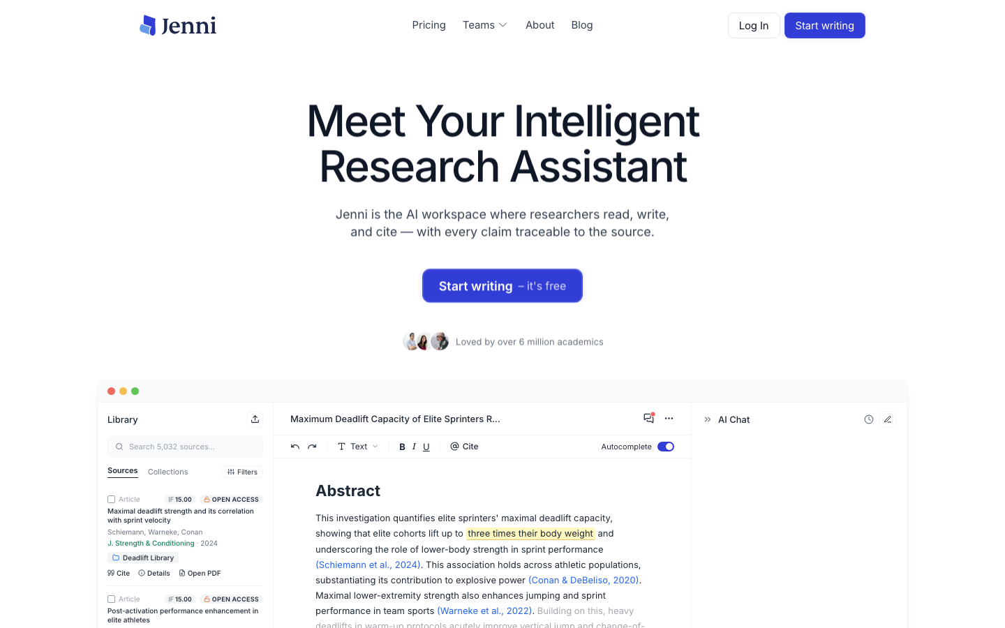Jenni AI: Features, Use Cases & Alternatives homepage