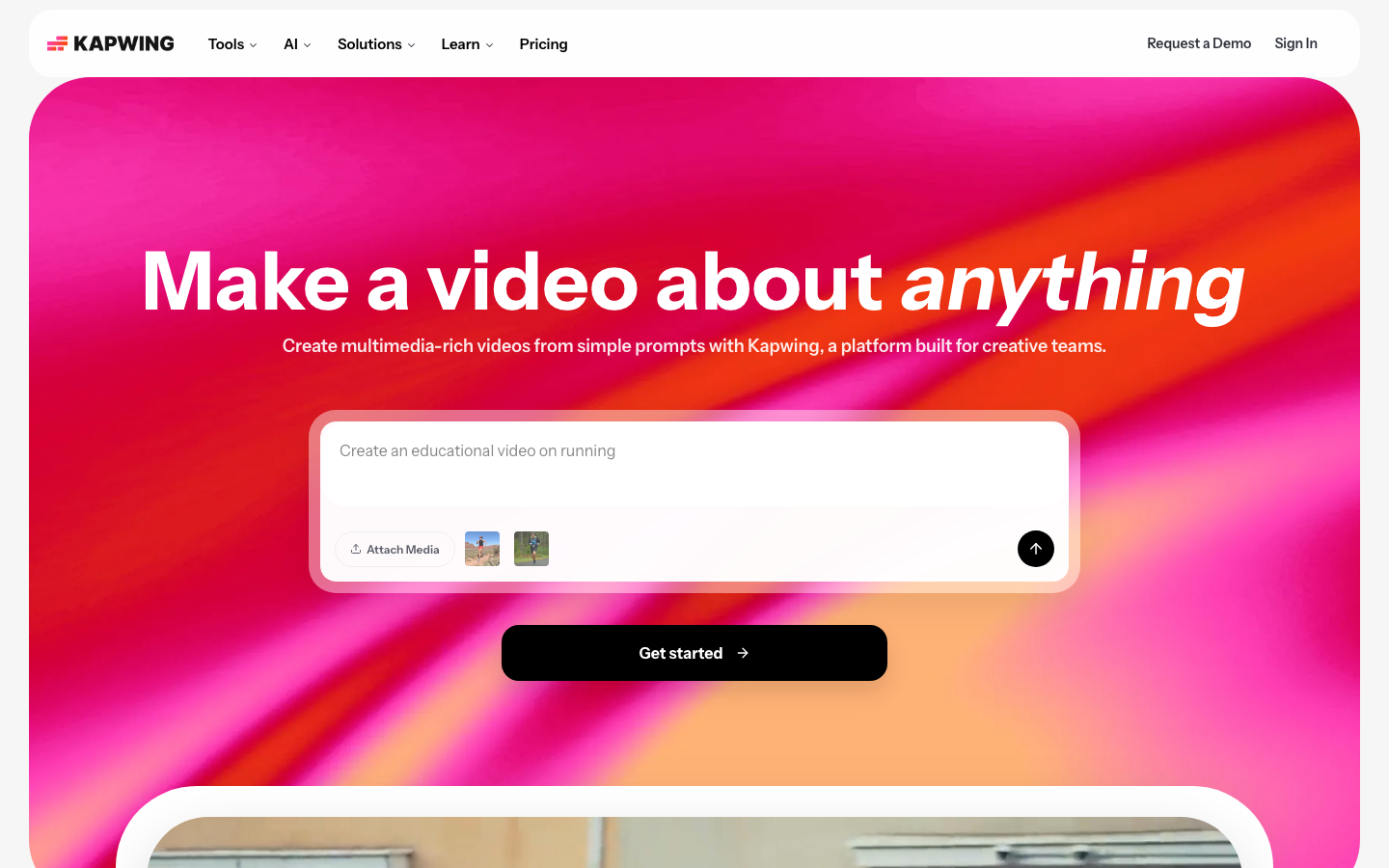 Kapwing homepage