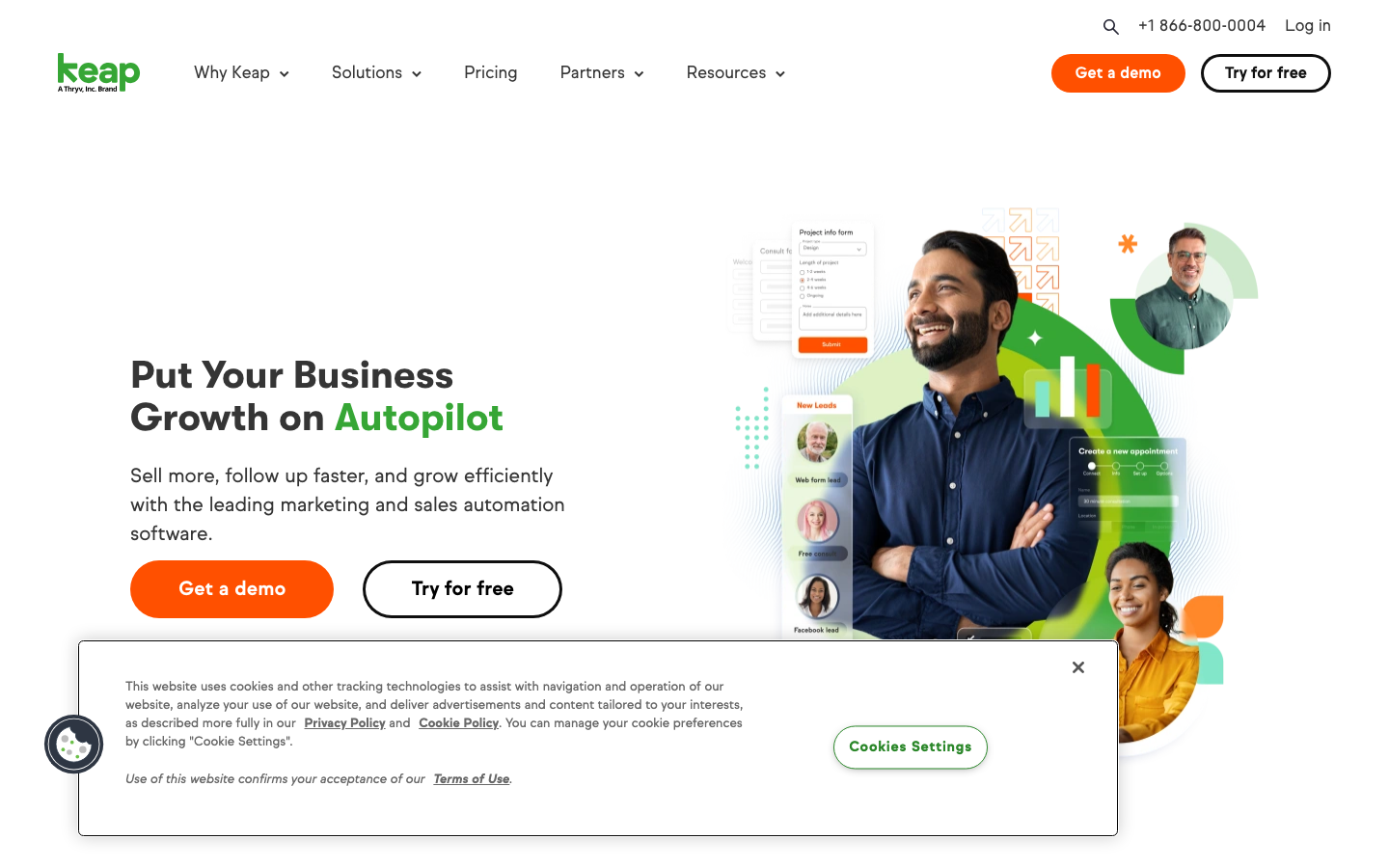 Keap homepage
