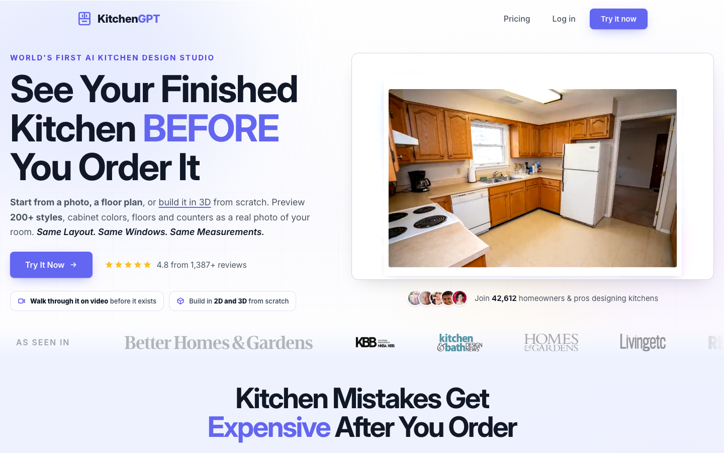KitchenGPT homepage
