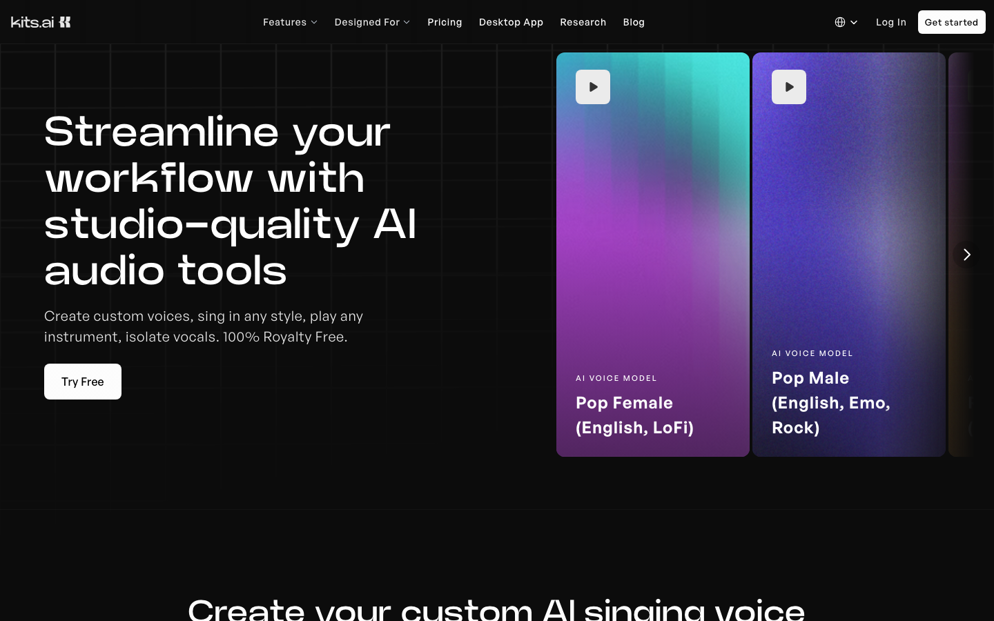 Kits AI homepage
