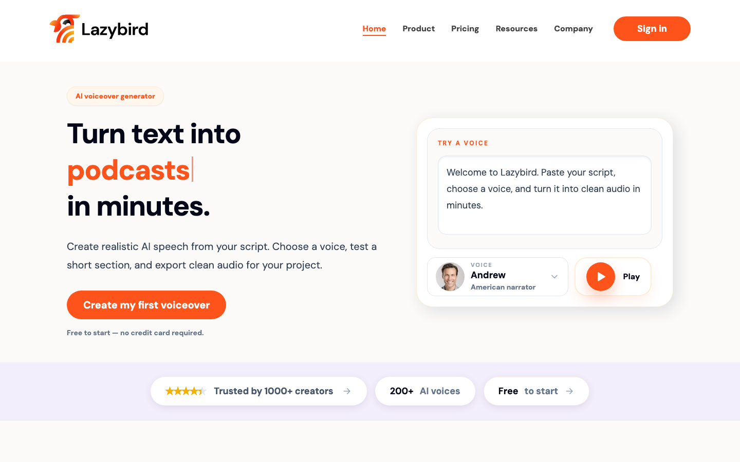 Lazybird homepage