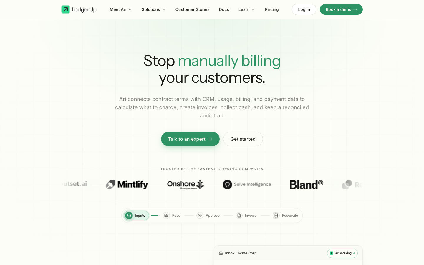 LedgerUp homepage