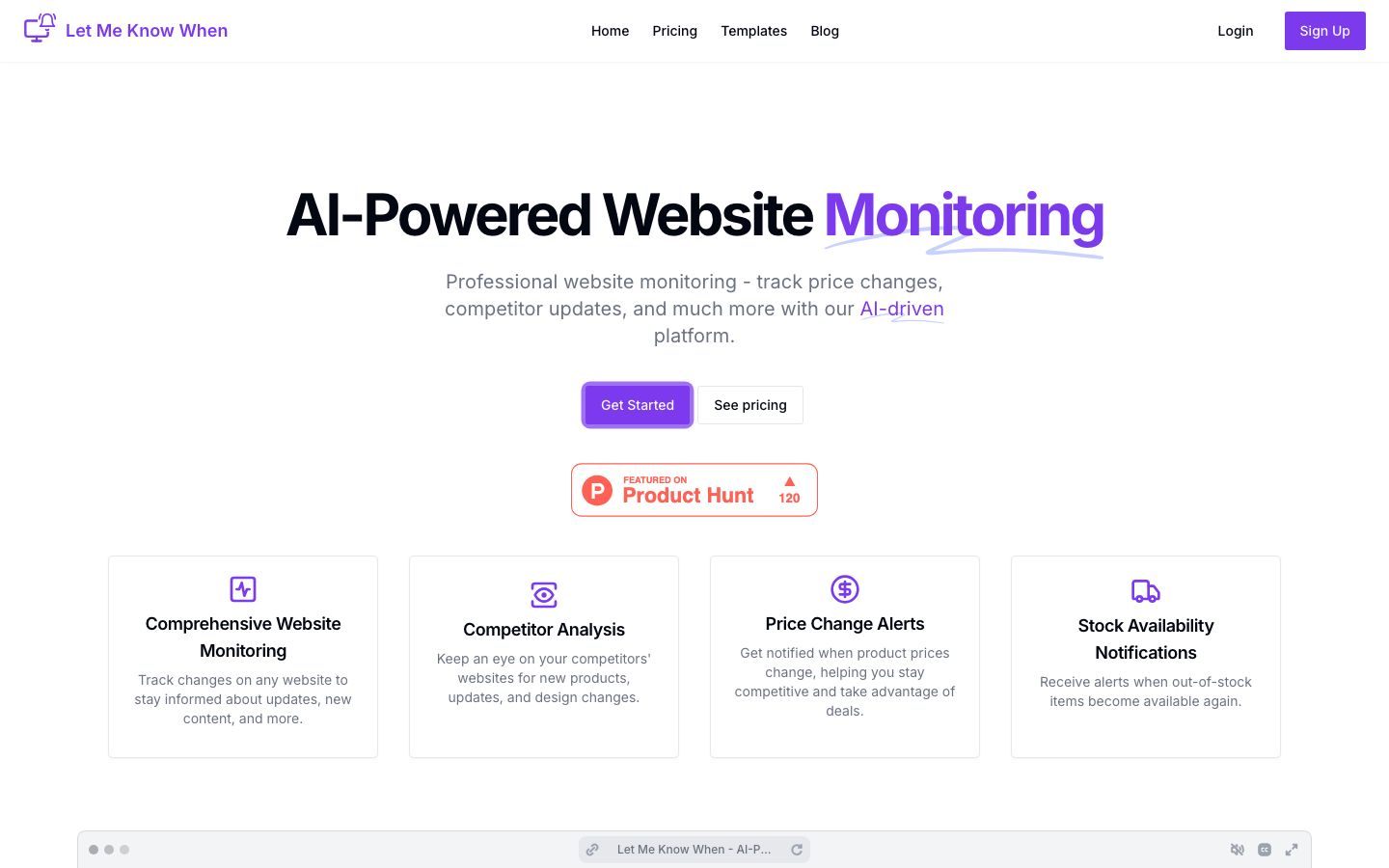Let Me Know When homepage