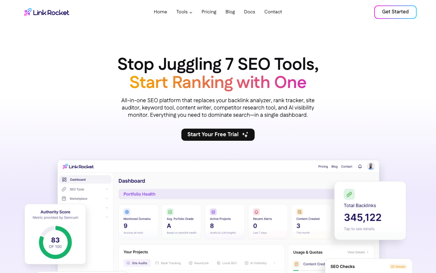 LinkRocket homepage