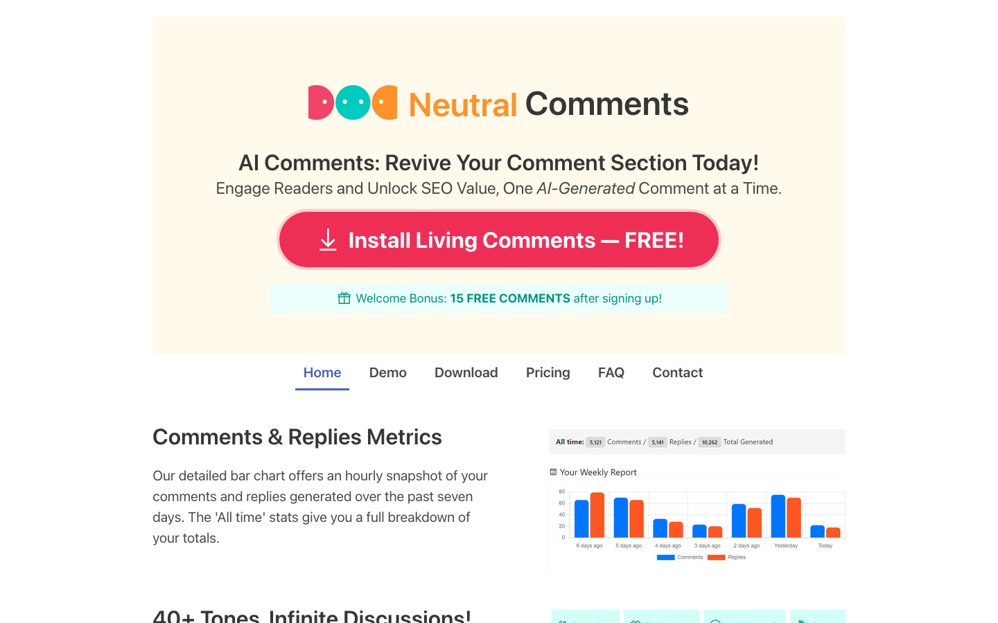 Living Comments homepage