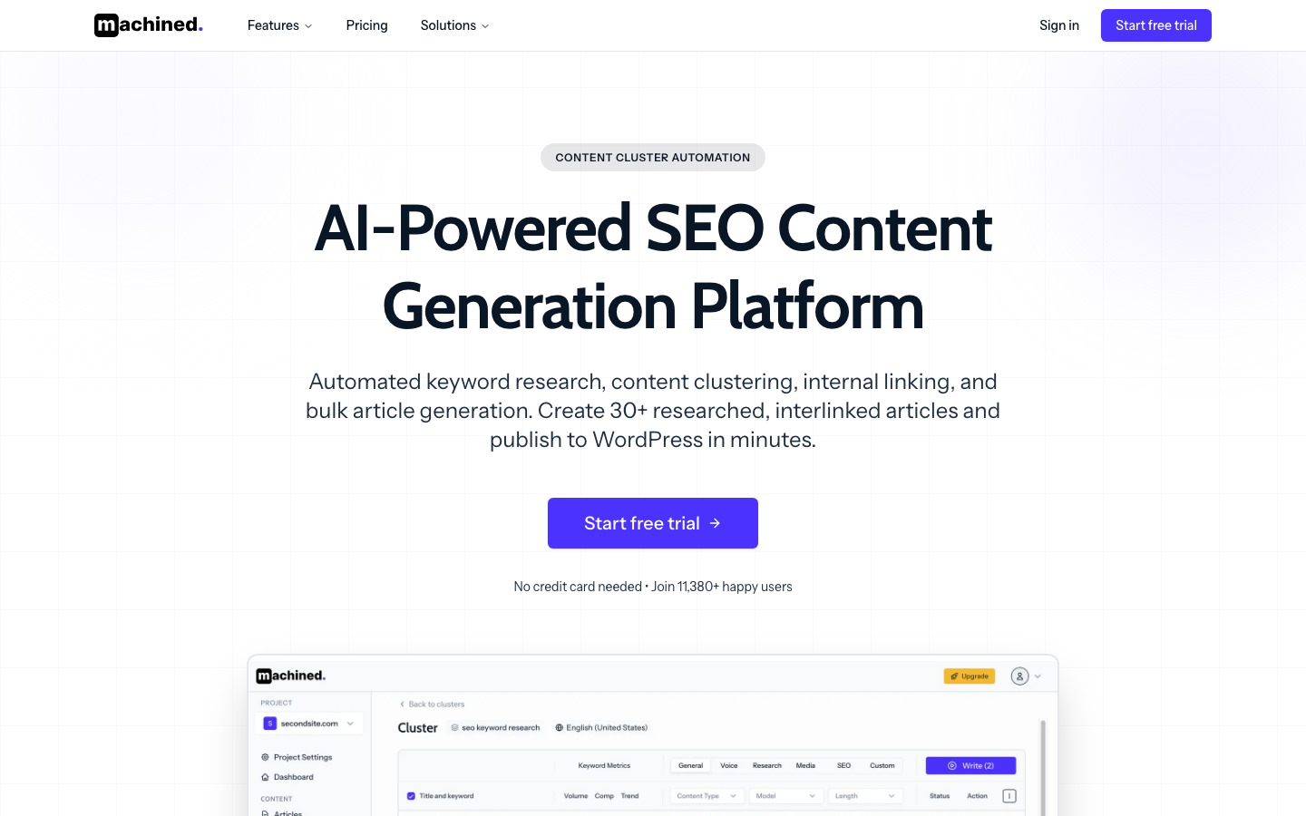 Machined homepage