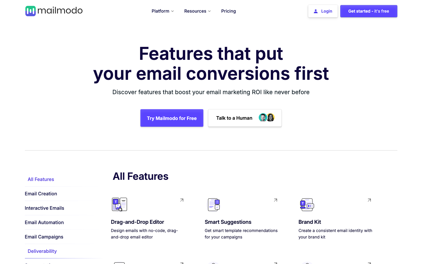 Mailmodo screenshot