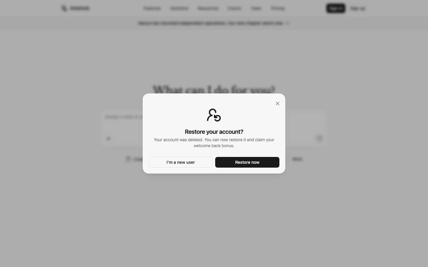 Manus homepage