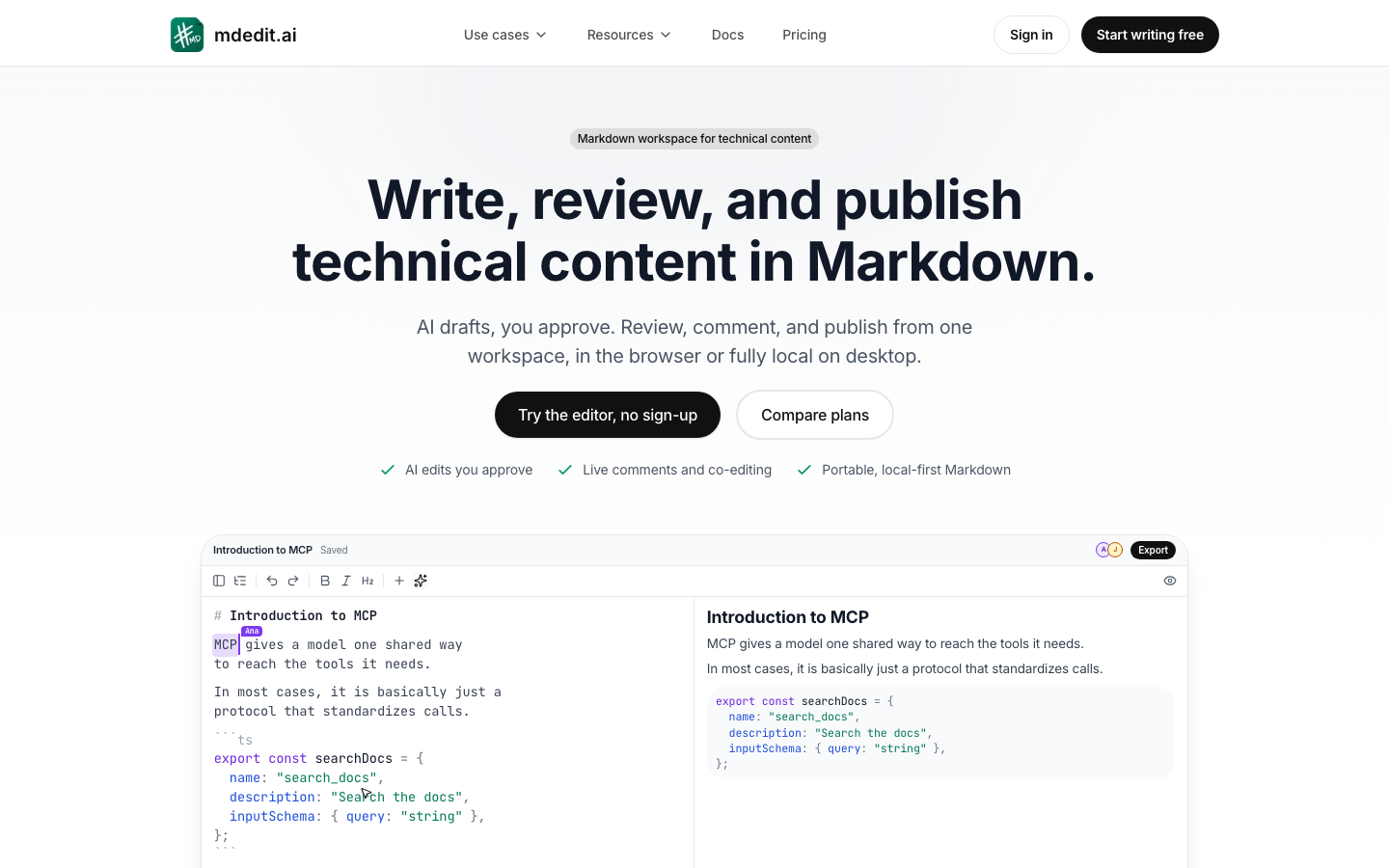 MD Editor homepage