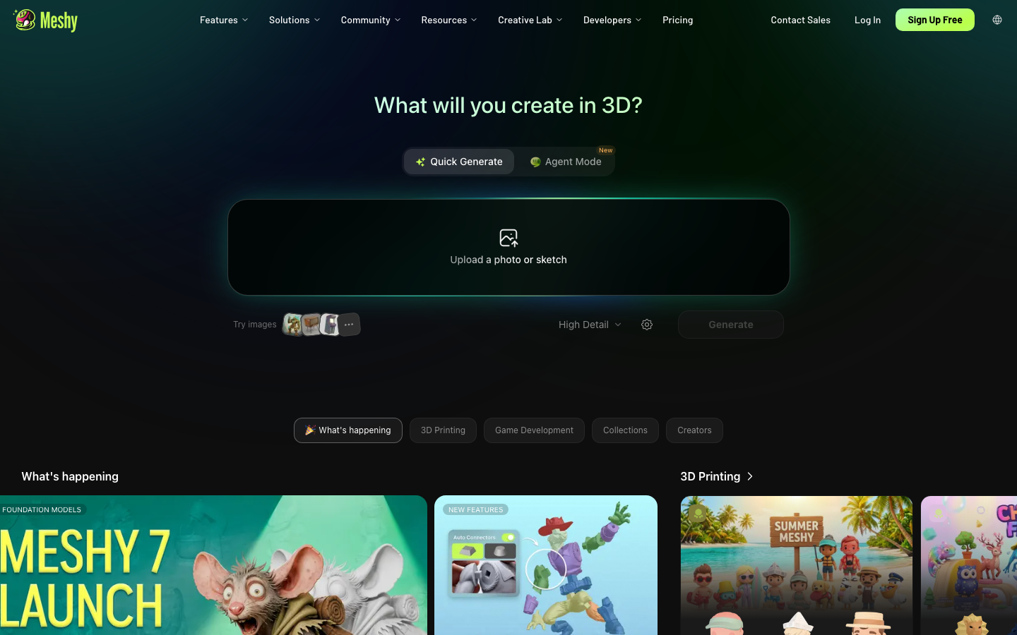 Meshy homepage