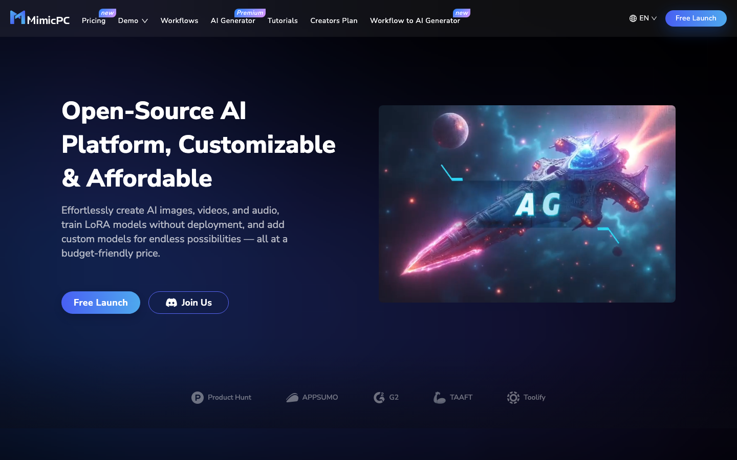 MimicPC homepage