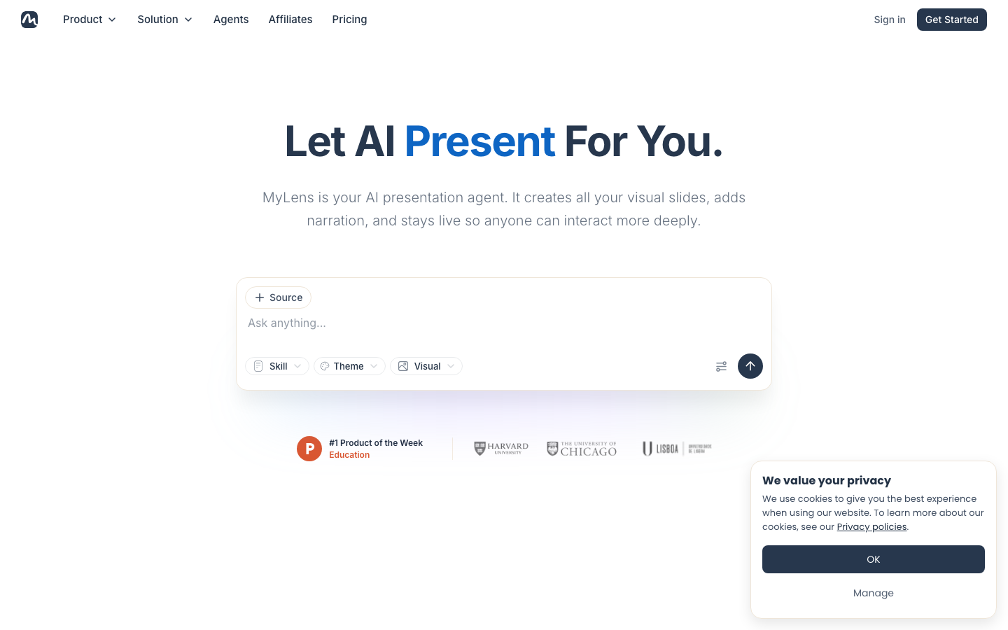 MyLens.AI homepage