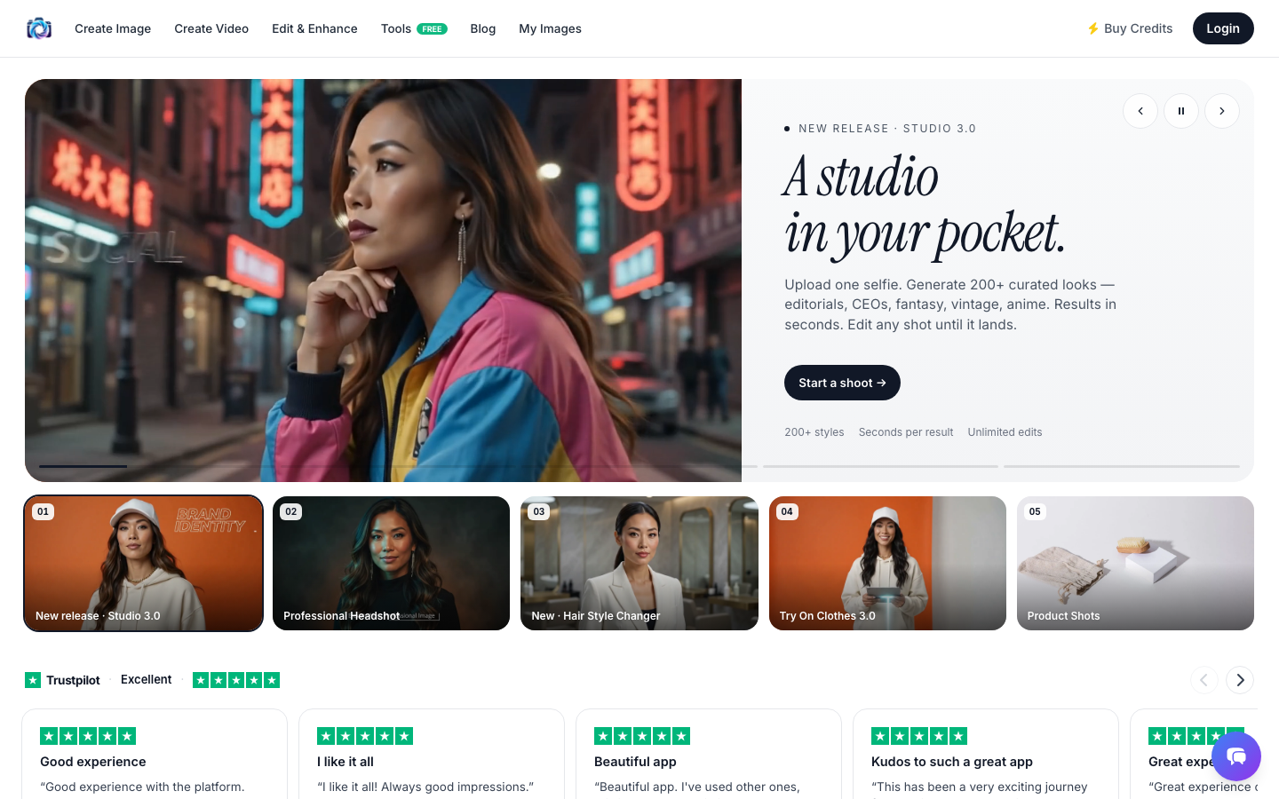 Photo AI Studio homepage