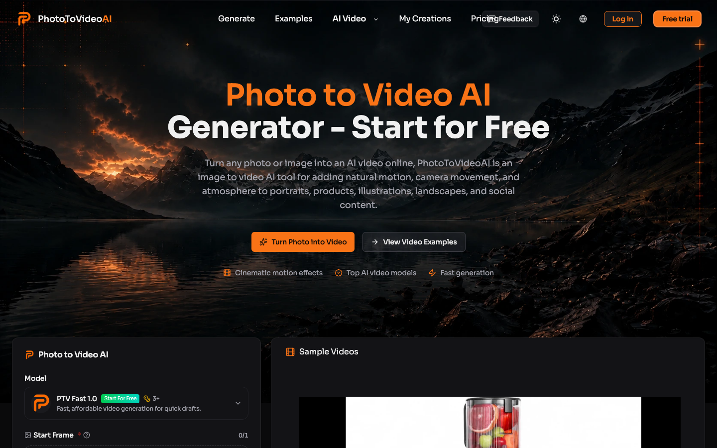 PhotoToVideoAI homepage