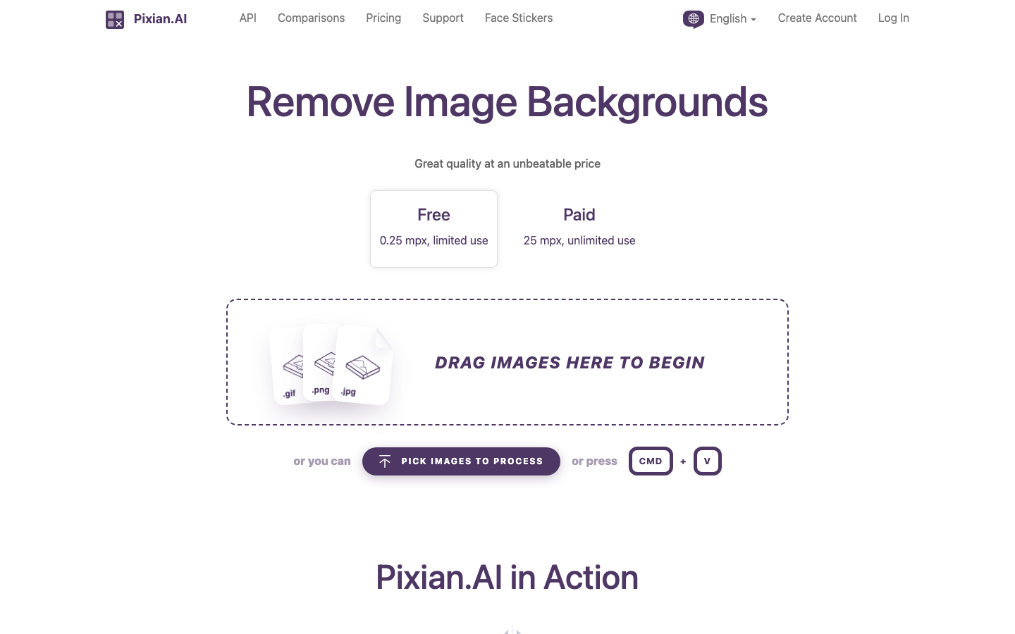 Pixian homepage