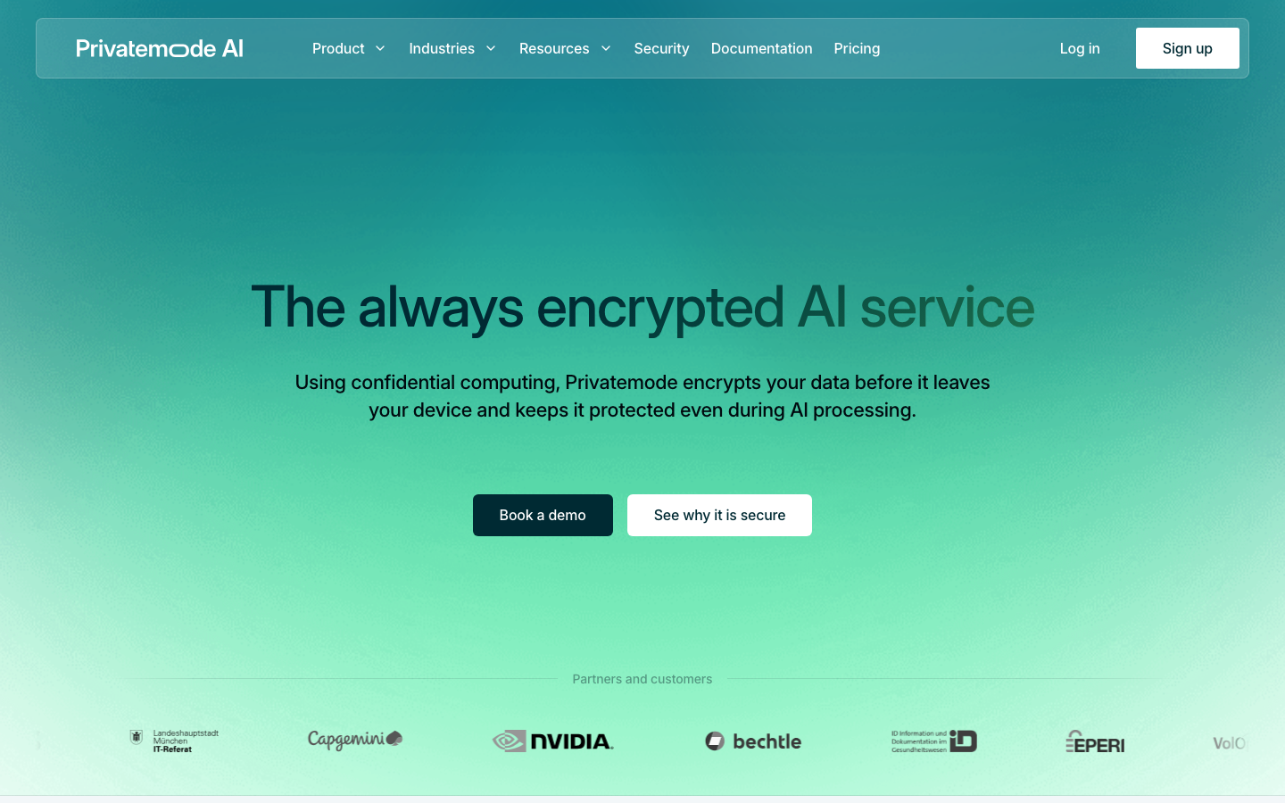 Privatemode AI homepage