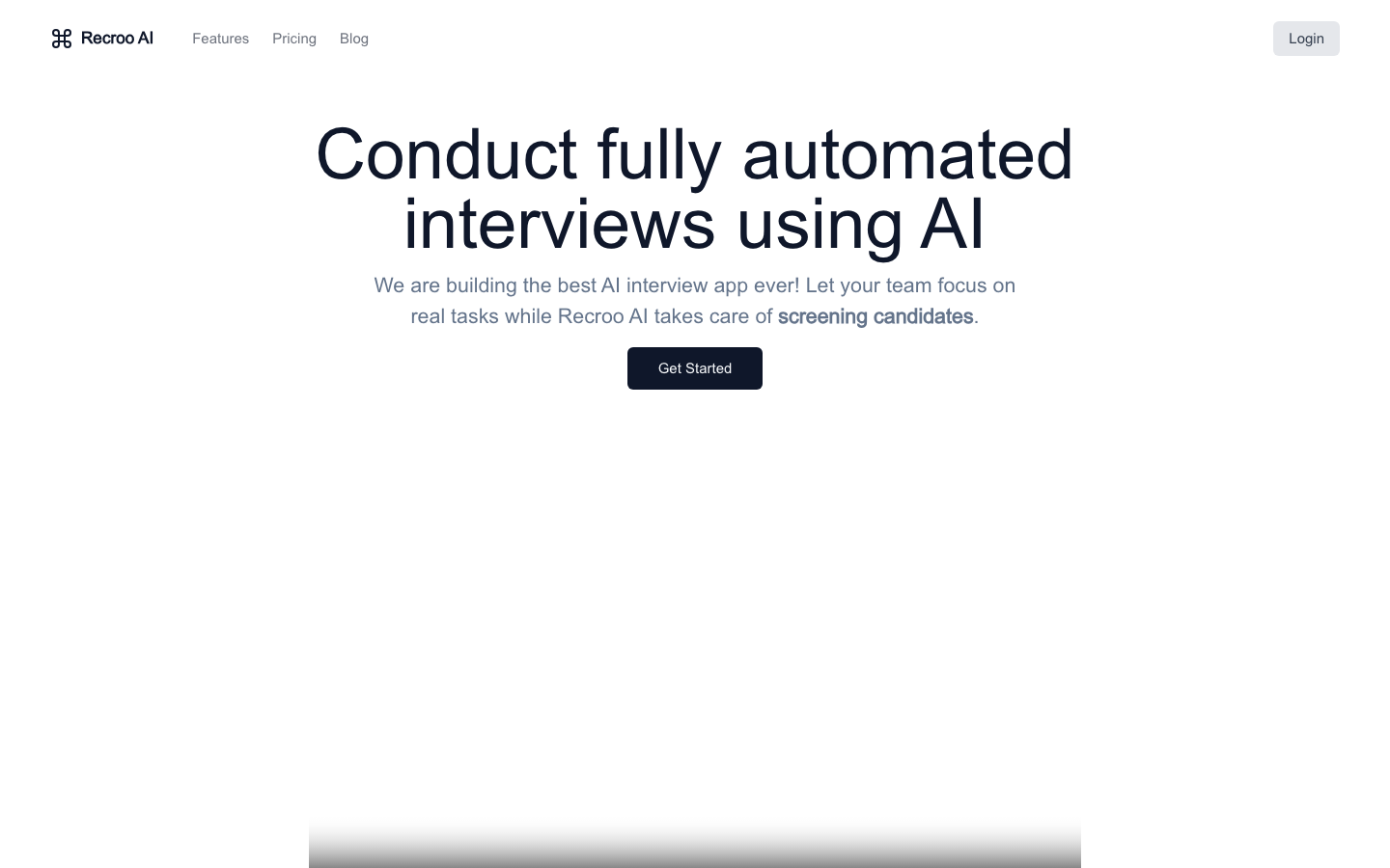 Recroo AI homepage
