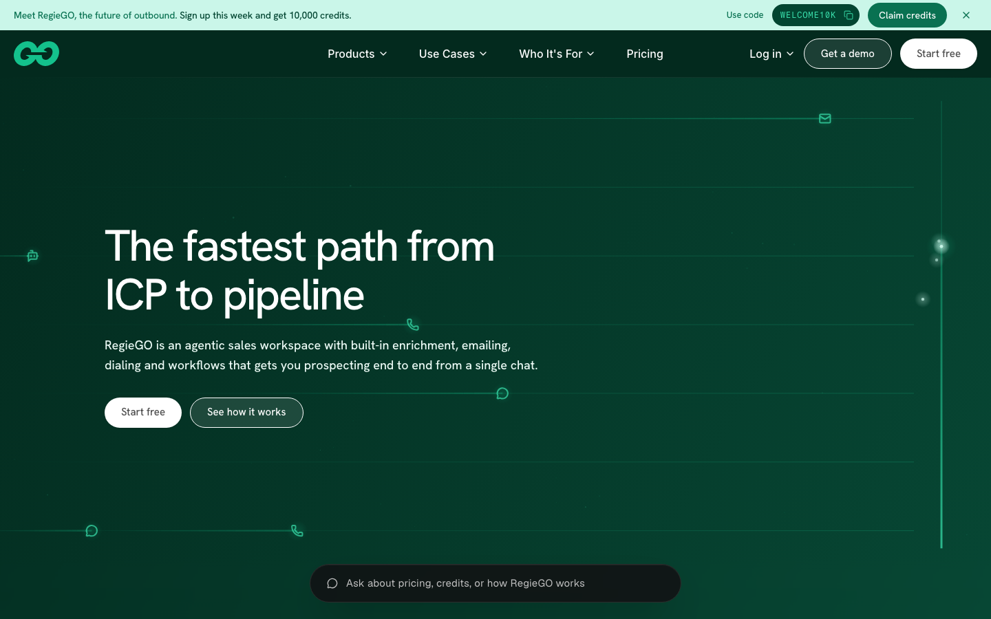 Regie.ai homepage