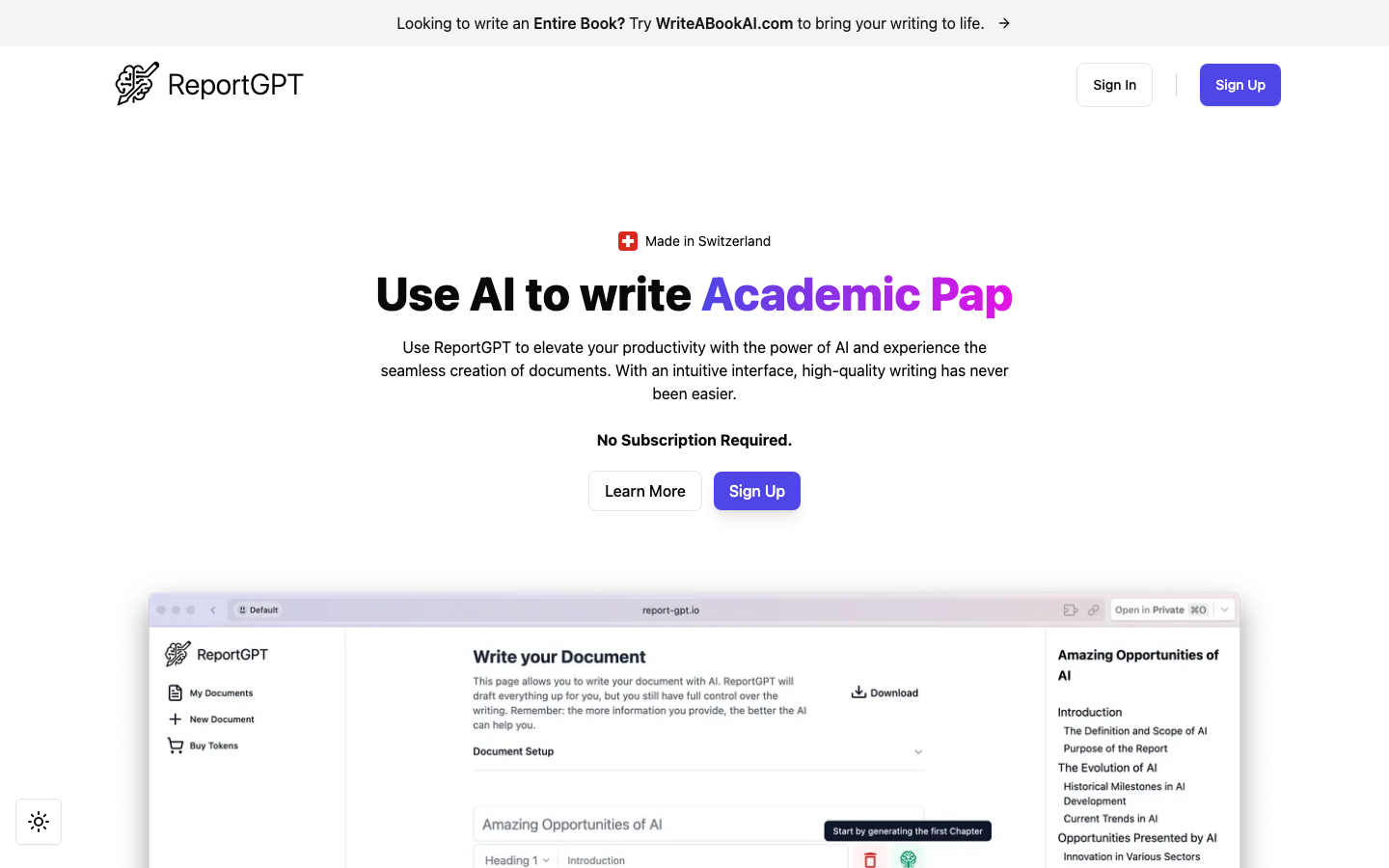 ReportGPT screenshot