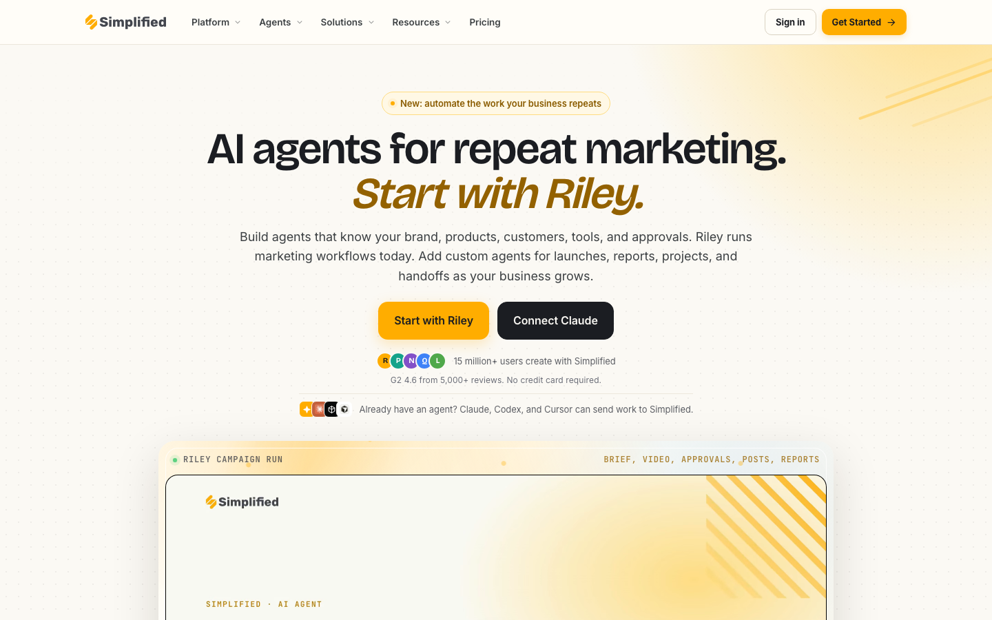 Simplified homepage
