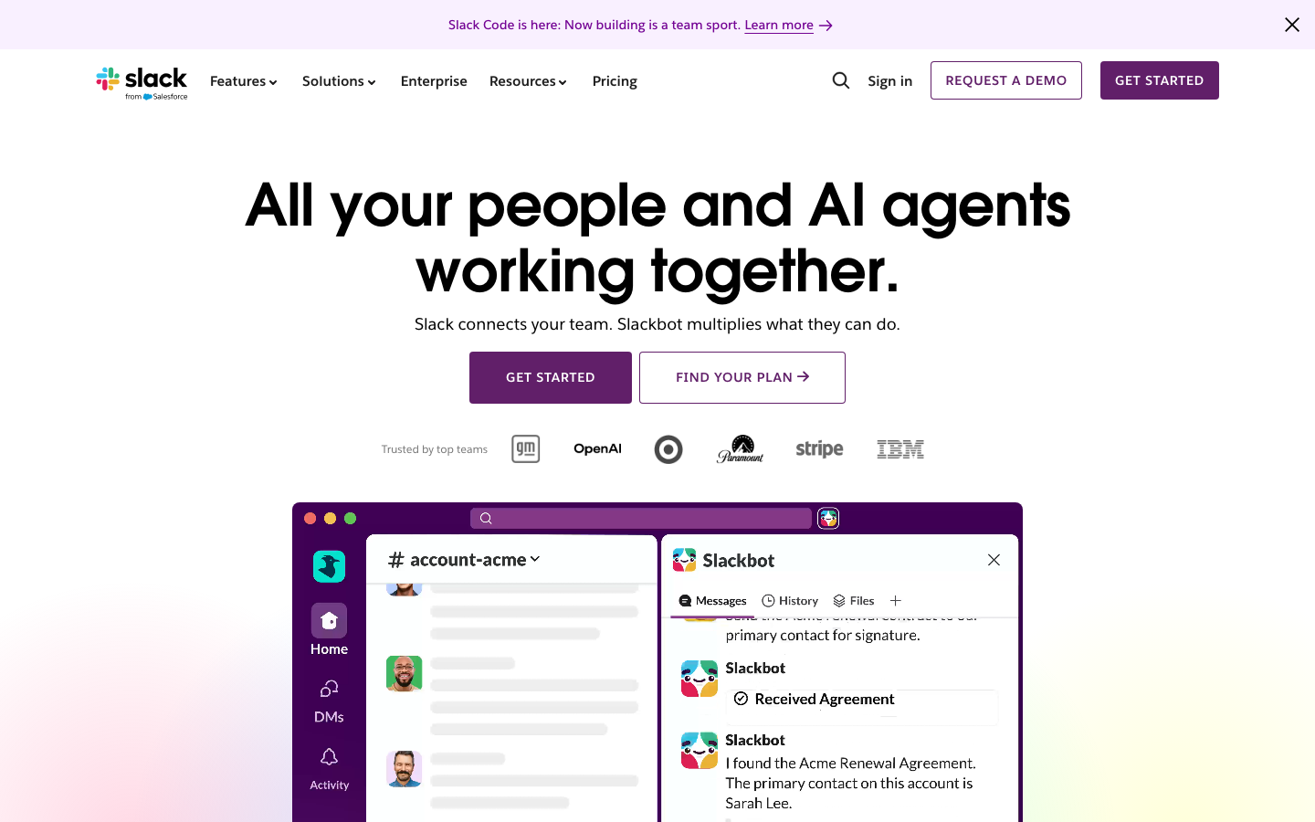 Slack homepage