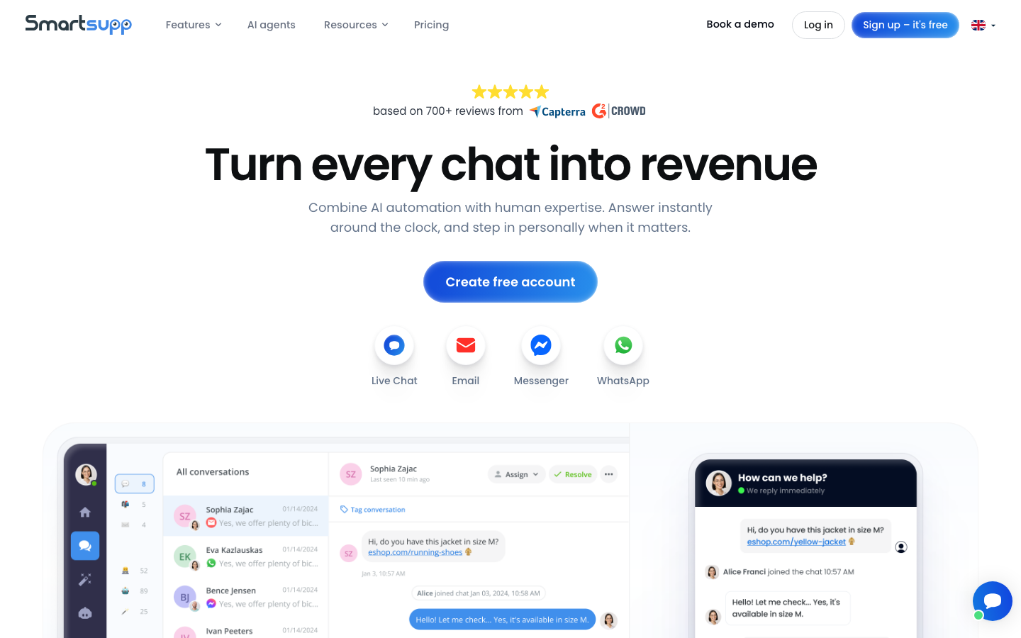Smartsupp homepage