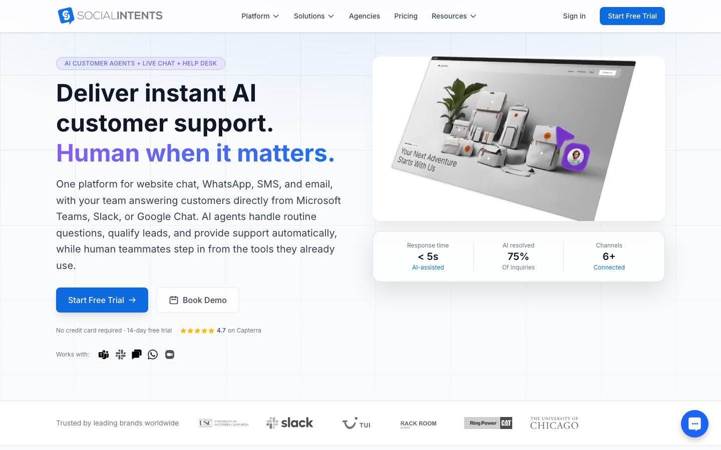Social Intents homepage