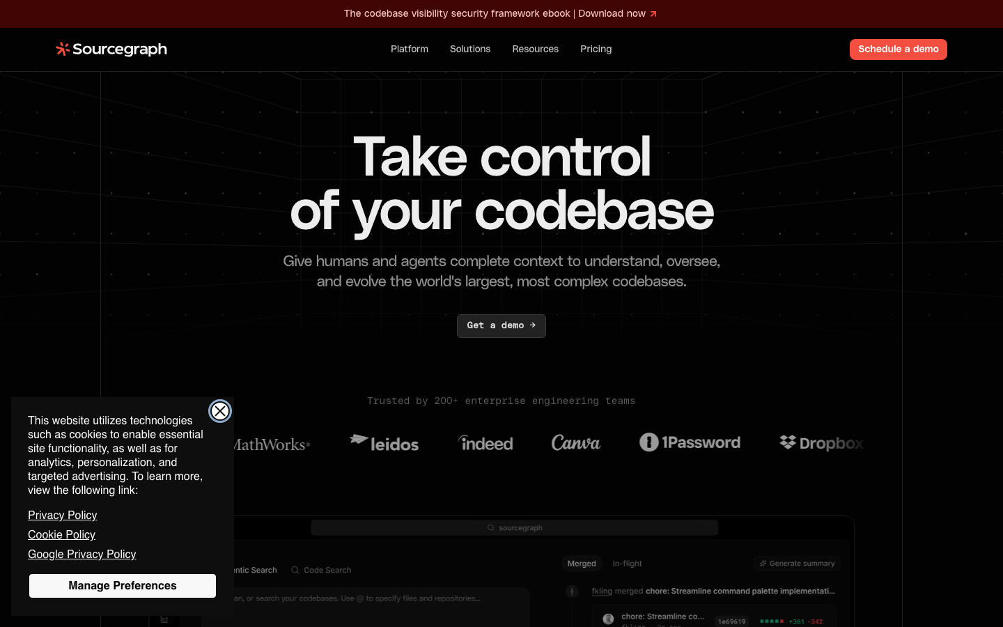 Sourcegraph homepage