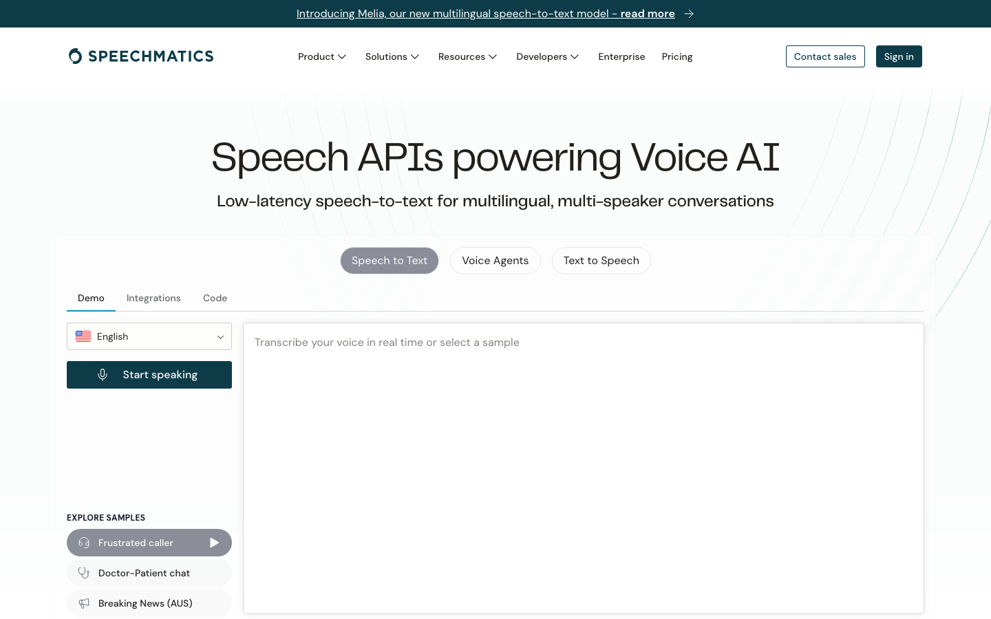 Speechmatics homepage