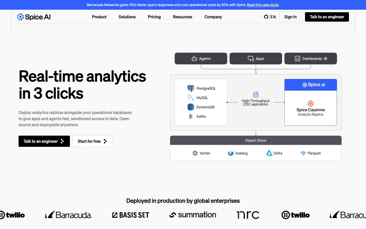 Spice AI homepage