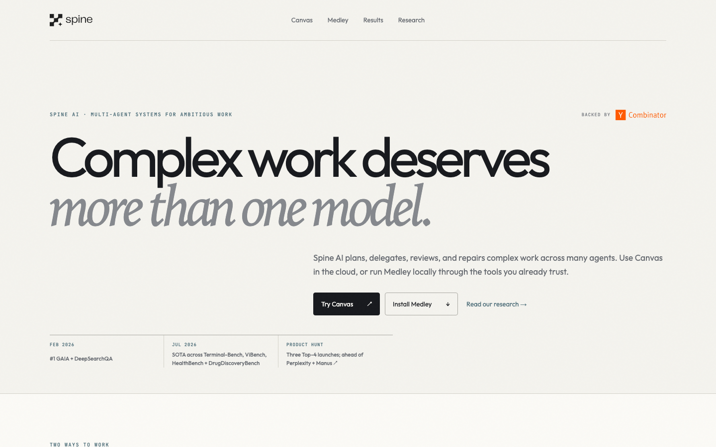 Spine homepage