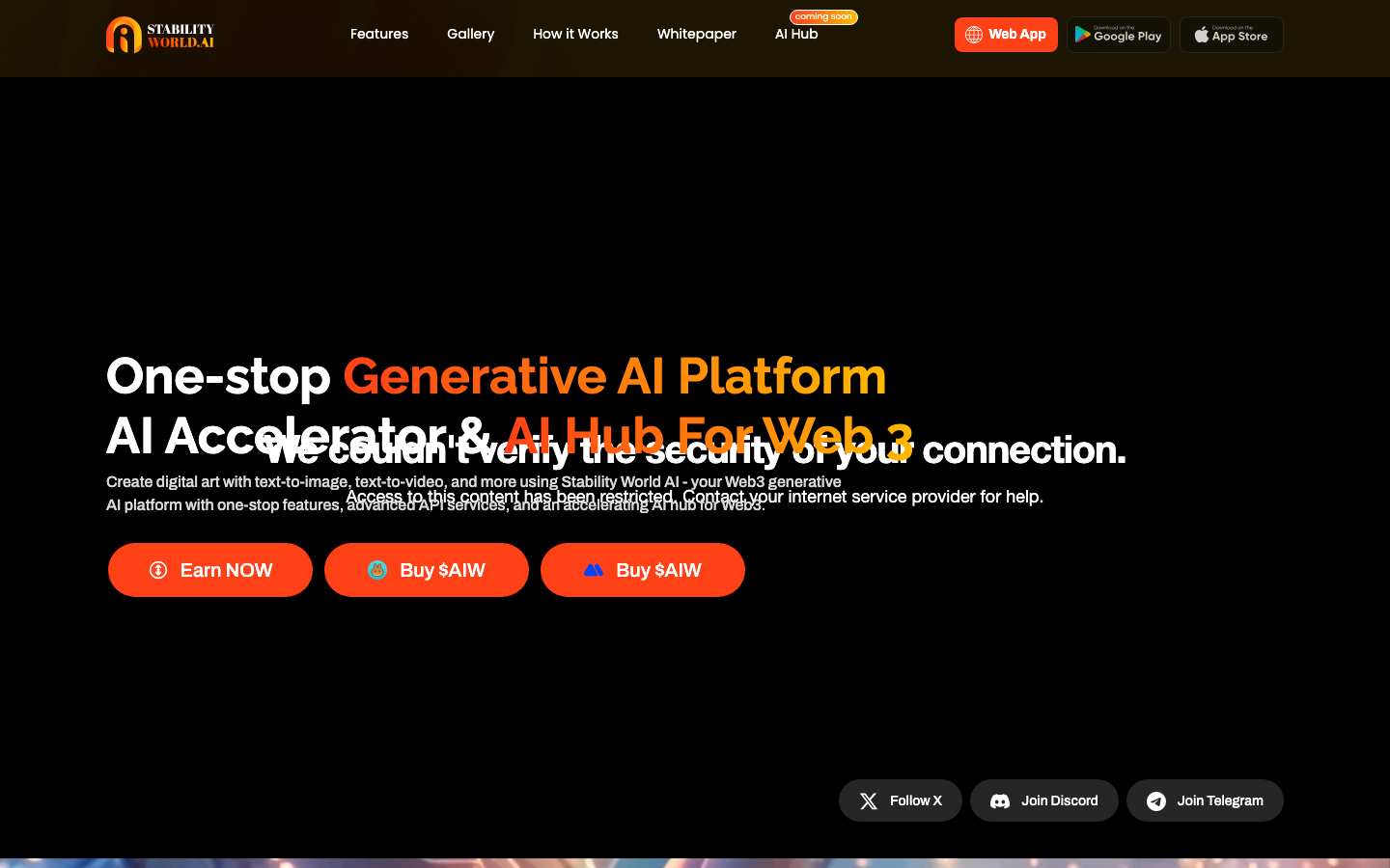 Stability World AI homepage