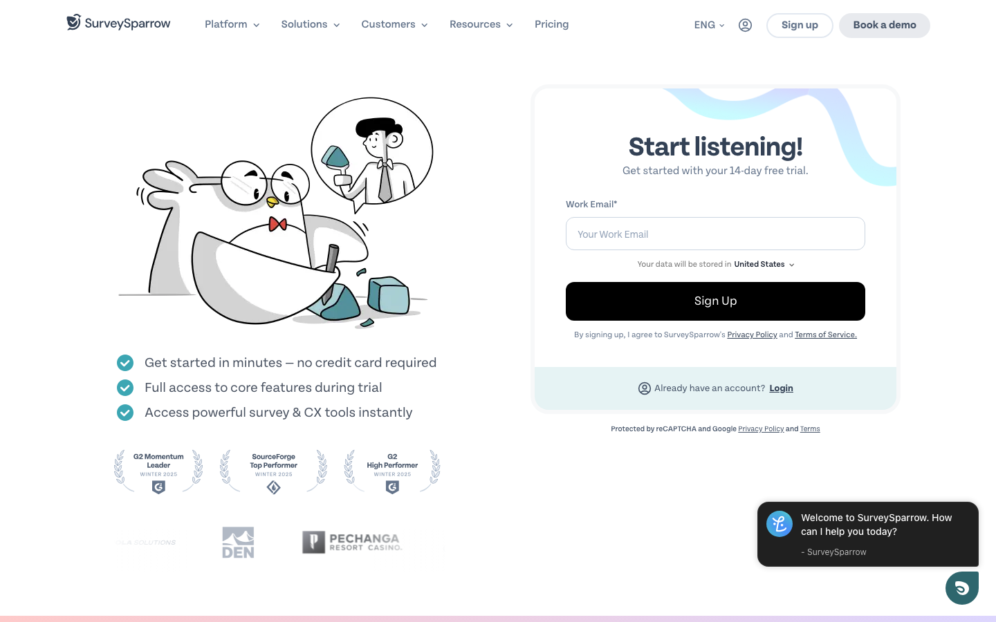 SurveySparrow homepage