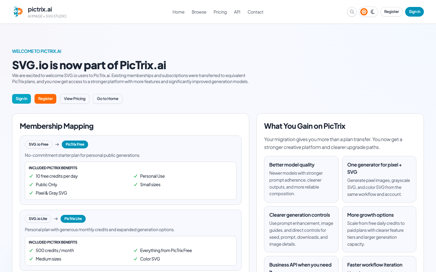 SVG.io homepage