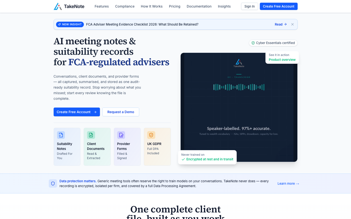 TakeNote homepage